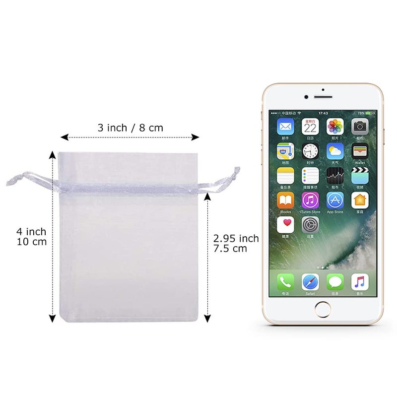 HRX Package 100pcs White Organza Jewelry Bags Drawstring 3 x 4 inch, Little Mesh Gift Pouches Mini Candy Bags for Small Presents Jewelry Earrings - Image 3